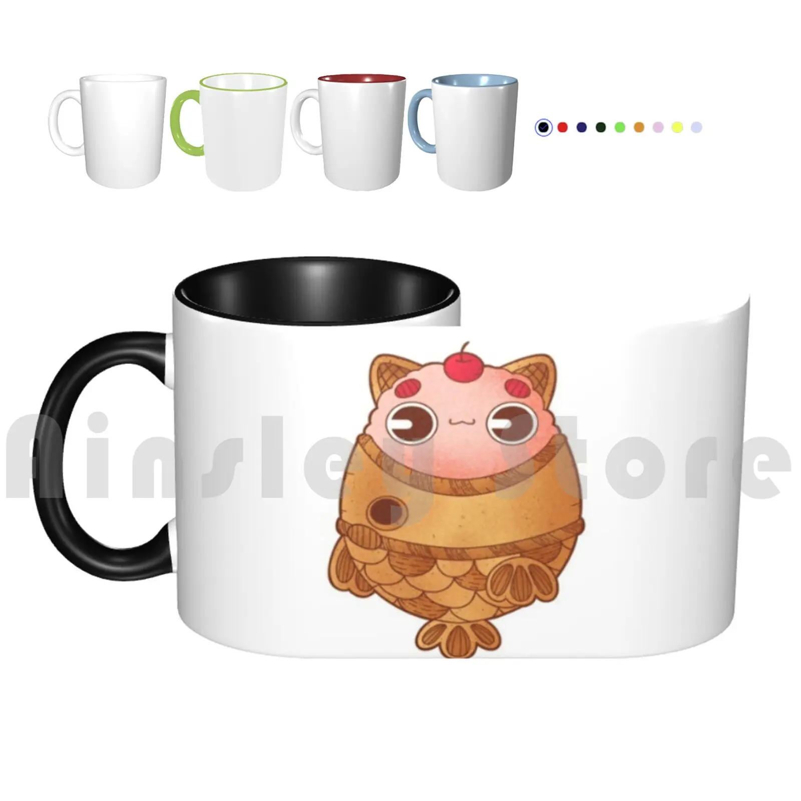 

Taiyaki Ice-Cream Cat Coffee Cups Ceramic Mugs 567 Taiyaki Iceream Cat Animal Food Kitty