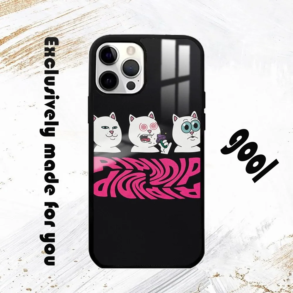 Funny R-RipndipS CAT Phone Case For iPhone 16 15 14 13 12 11 Pro Max Plus Mini PC Fashion High Quality mirror phone case