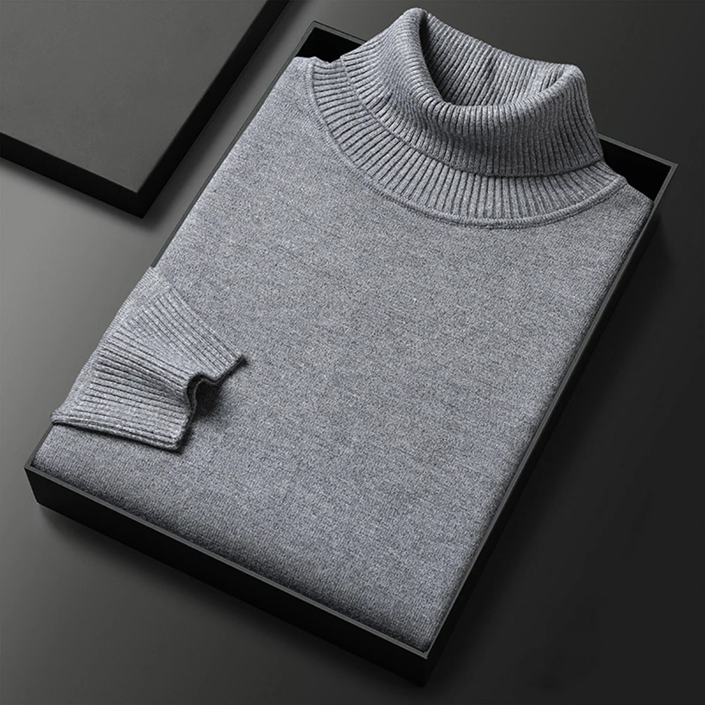 

Fashion Man Sweater Tops For Autumn Men Solid-Color Turtleneck Undershirt Casual Loose Knitted Pullover Tops 2023 Winter Male