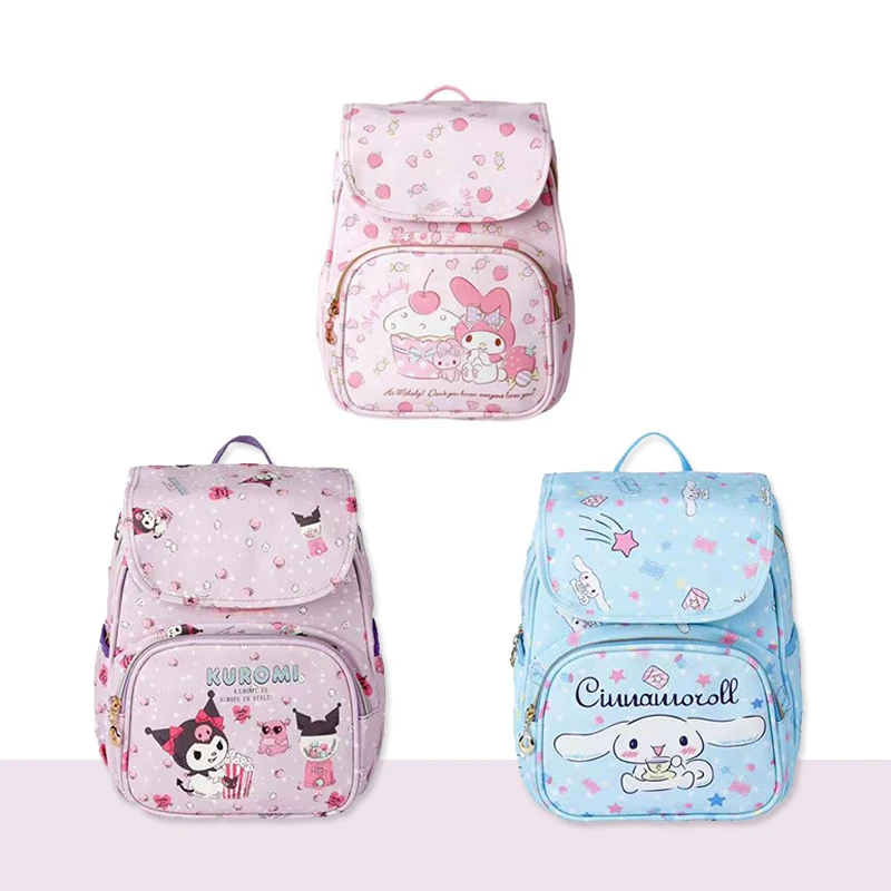 

Милый детский рюкзак с рисунком из аниме «Моя Мелодия» Kuromi Cinnamoroll Sanrios, водонепроницаемый школьный портфель для учеников, подарок на день ро...