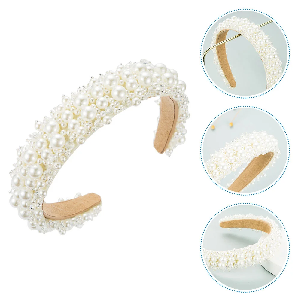 

Prom Pearl Crystal Headband Miss Hair Accessory Girls Sparkly Baroque Hairband Daily Hairwear