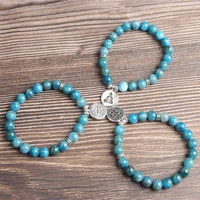 8mm 5a natural apatite loose beads bracelet with lotus buddha statue six character mantra for jewelry diy making women man gift