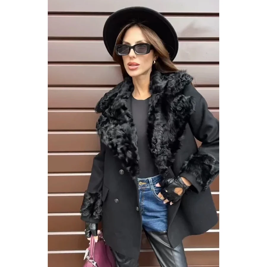 

Женское кашемировое шерстяное пальто, высококачественное Женское пальто с карманами из натурального Лисьего меха, Самые продаваемые стили