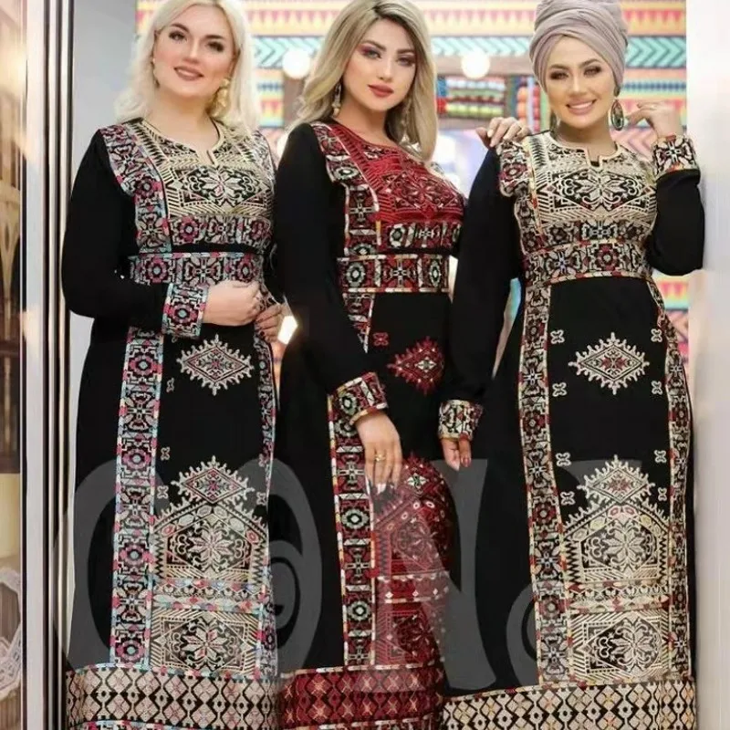 Женское платье размера плюс, модное традиционное Свободное длинное мусульманское платье, элегантное вечернее платье, Арабская африканская...