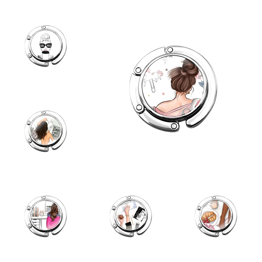 

Розовый женский складной крючок-кошелек для девушек, Женская настольная сумка, складной декоративный крючок для хранения