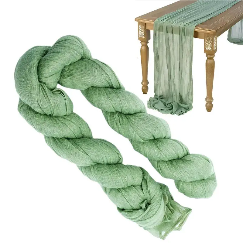 

Semi-Transparent Cheesecloth Table Runner Cotton Fabric Long Tablecloth For Wedding Party Christmas Banquets Arches Decoration