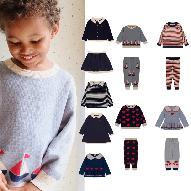 

Konges Slojd Kids Sweater Sets Girls Jersey Dress 2023 KS Autumn Winter Boys Clothes Girls Cardigan Coat Children Clothes