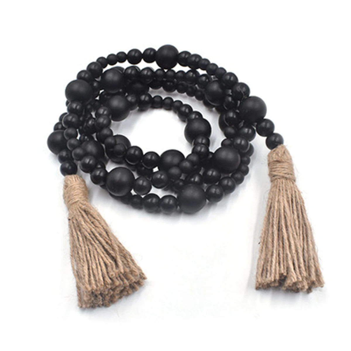 

7Ft Wood Bead Garland Farmhouse Home Decor Country Christmas Tree Boho Decorations Mantel Wall Hanging Prayer Beads B