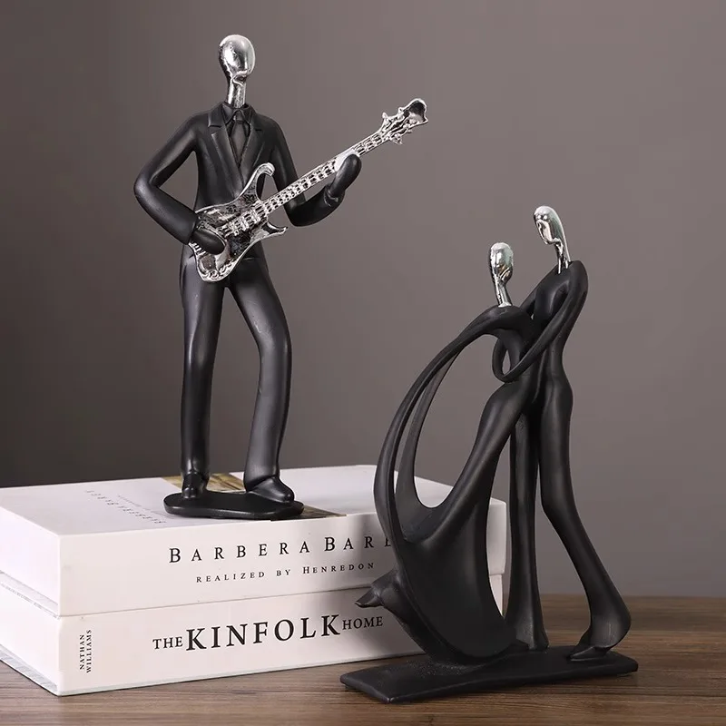 Современная абстрактная пара статуя из смолы декор комнаты музыкант скульптура