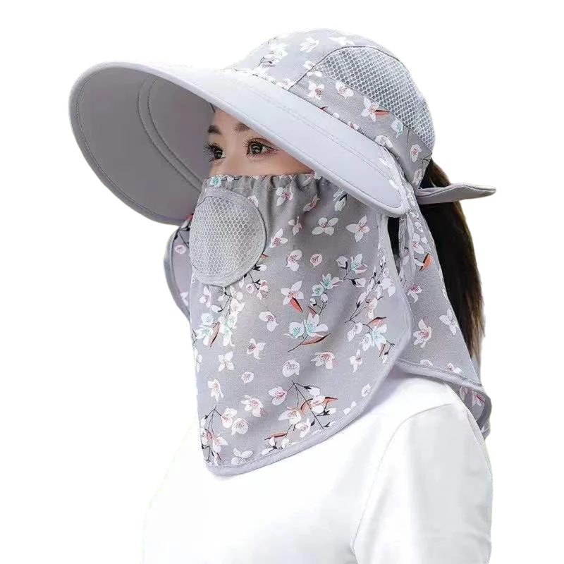 

Women Beach Sun Hats Anti-uv Summer Veil Outdoor Cap Neck Face Wide Brim Hat Women Visor Hat for Outdoor Riding Camping