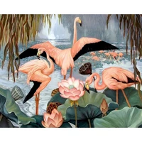 gatyztory diy painting by numbers pink bird animals oil painting handpainted home decor gift canvas drawing