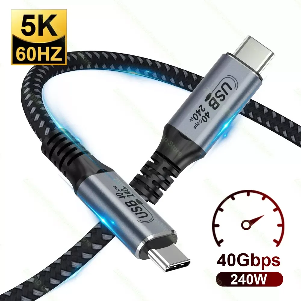 

PD240W USB4.0 40Gbps USB Type C to C Thunderbolt3 Data Cable 48V/5A 5K@60Hz PD3.1 Fast Charging USB C Cable for MacBook iMac Pro