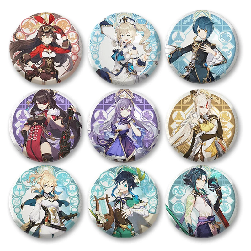 

58mm Hot Computer Game Pins Second Element Genshin Impact Tinplate Badges Genshin Impact Cosplay Thing Game anime Peripheral