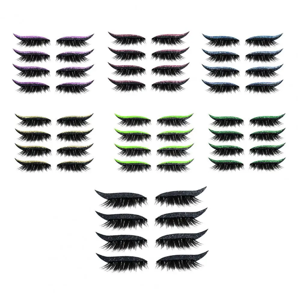 

28Pcs Fake Eyelashes Dense Detachable 7 Colors Eyeliner False Eyelash Stickers for Makeup lash extension pestañas postizas