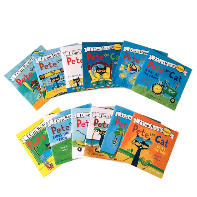 

12 Books/Set I Can Read Pete Cat Biscuit Dog English Picture Book Storybook Children's Pocket Reading Book 13x13CM