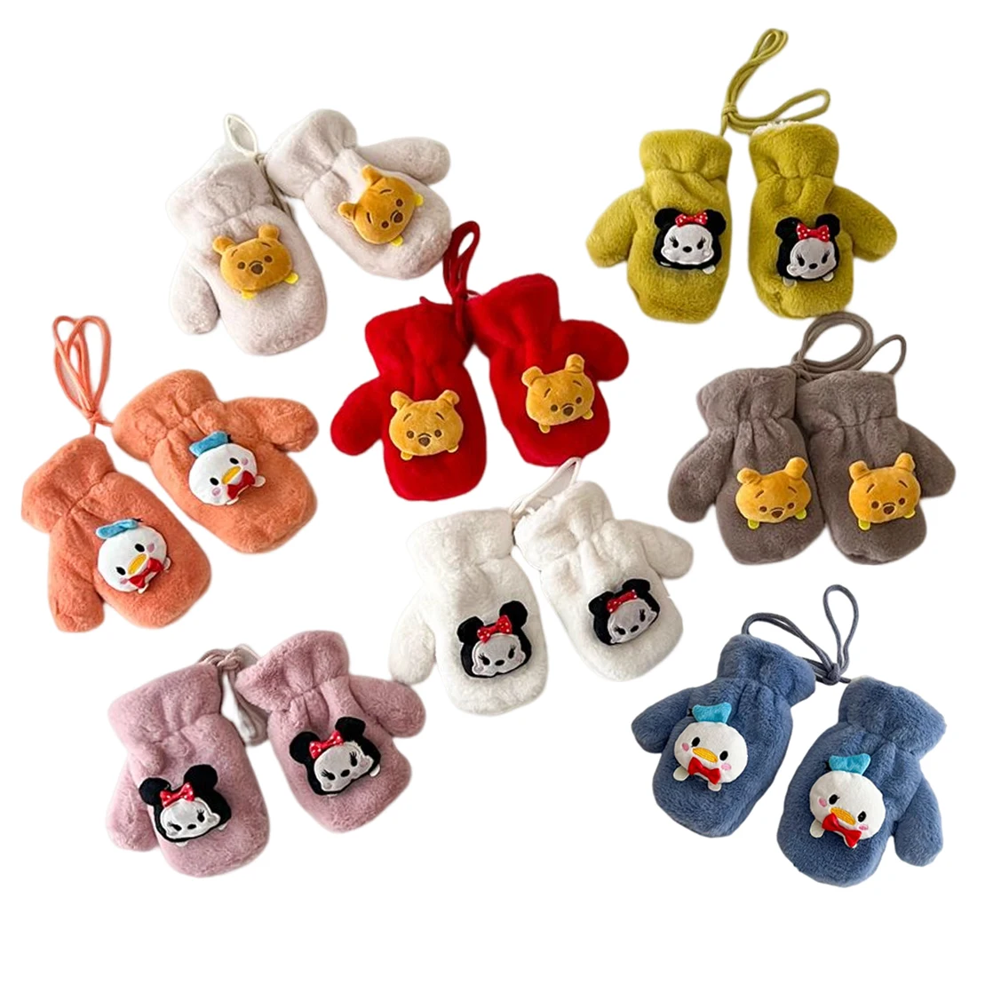 

Теплые плюшевые плотные теплые детские перчатки из мультфильма Диснея, зимние варежки для детей, детские варежки из кораллового флиса, перчатки с полными пальцами для детей, детские перчатки