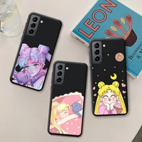 anime sailor cat moon phone case for samsung galaxy s21 ultra s20 fe m11 s8 s9 plus s10 5g lite 2020 silicone soft cover