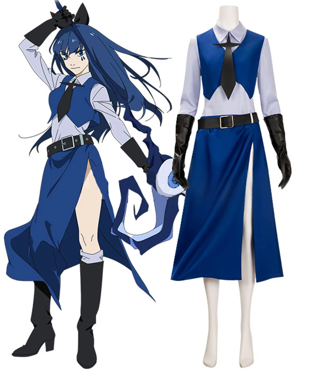 

Anime Mahou Shoujo Magical Destroyers Blue Cosplay Costume for Women Top Shirt Skirts Blue Dress Halloween Carnival Outfits