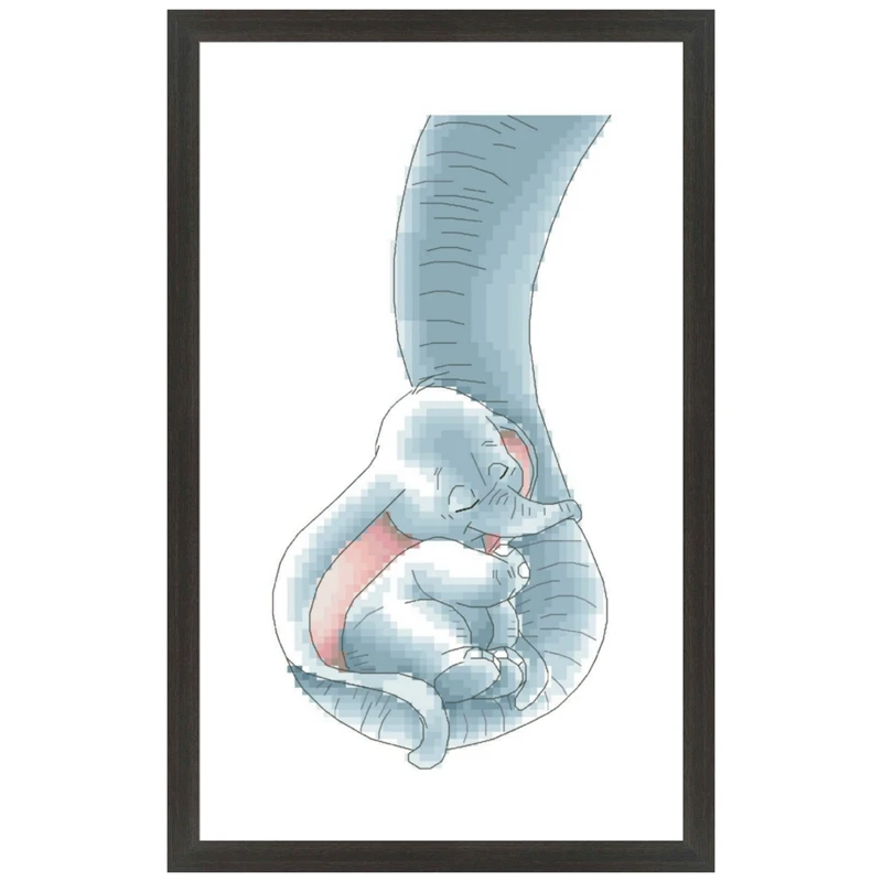 

Elephant mummy and baby cross stitch kit animal pattern 18ct 14ct 11ct white fabric cloth cotton thread embroidery DIY handmade