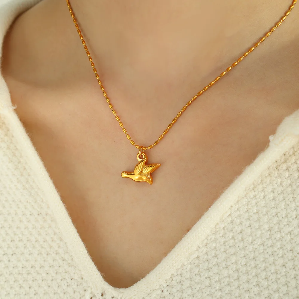 Keen-on 18-каратное золото с покрытием в виде птицы кулон ожерелье серьги-кольца для