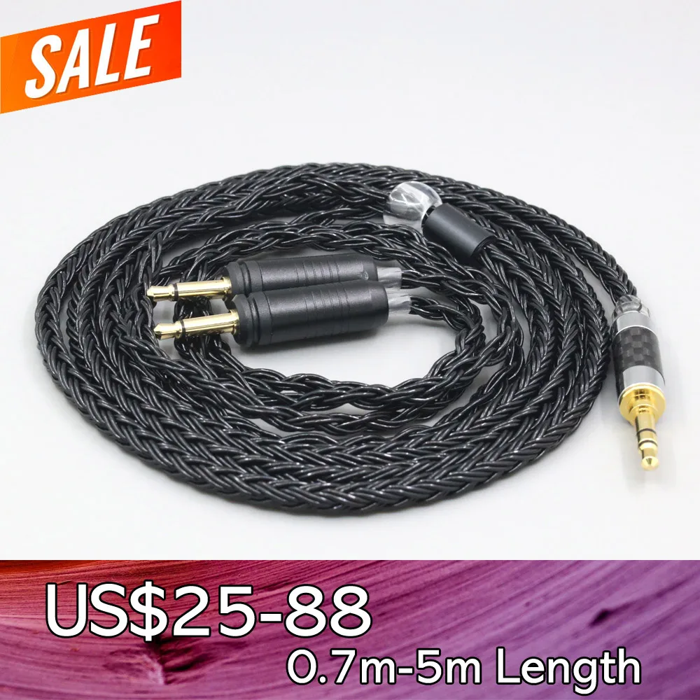 

16 Core 7N OCC Black Braided Earphone Cable For Focal Clear Elear Elex Elegia Stellia Dual 3.5mm headphone plug LN008263