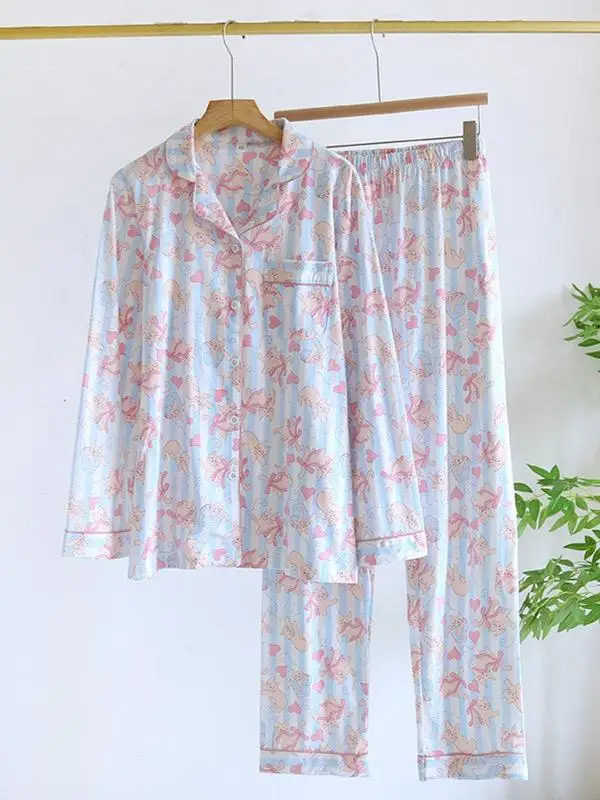 Новый полосатый кот ~ женская трикотажная домашняя одежда из чистого хлопка