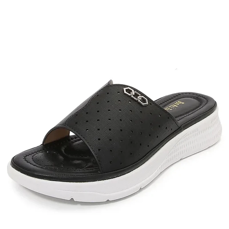 Летние тапочки для женщин женские сандалии с открытым носком белые черные