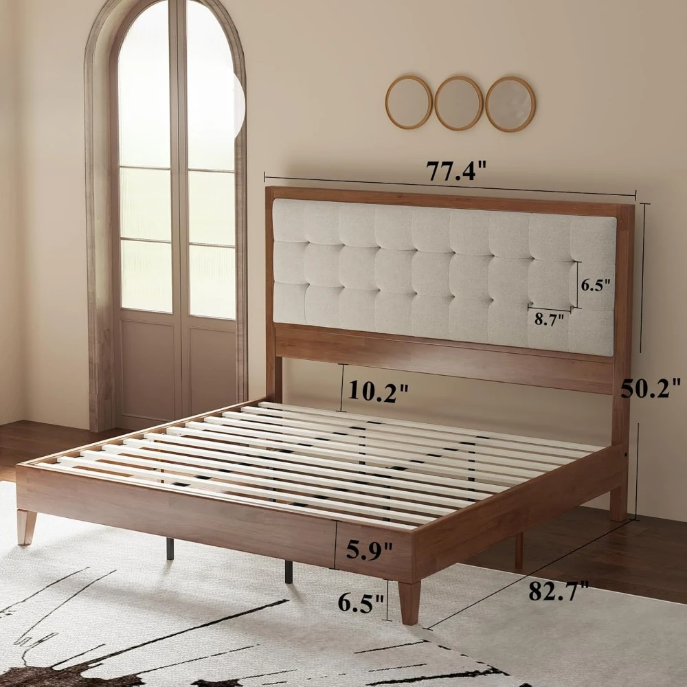 Деревянная платформа для кровати Королевский размер мягкое стеганое
