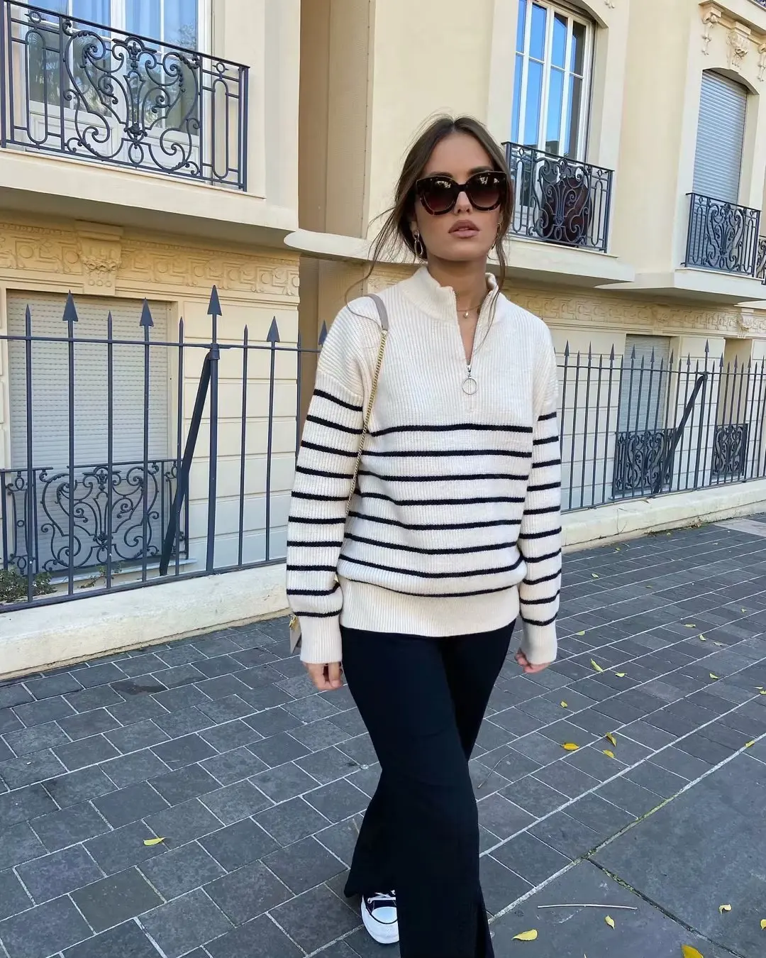 

New Knitwear Women Winter Sweater Woman O-neck Pullovers Women's Turtleneck Y2k Knitted Women's Striped Long Sleeved Sweater