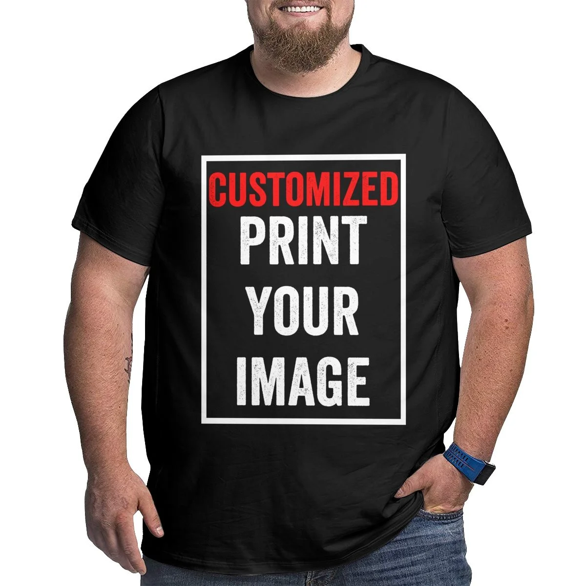 

Customize Your Own T-shirt With Your Image, ,photo 100% Cotton Big Tall Tees Short Sleeve T Shirts Oversized Clothing