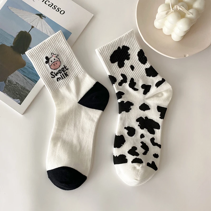 New Arrivals Cotton Women Sock Lovely Harajuku Cartoon Animal Print Japanese Style Socks Striped Breathable Casual Calcetines