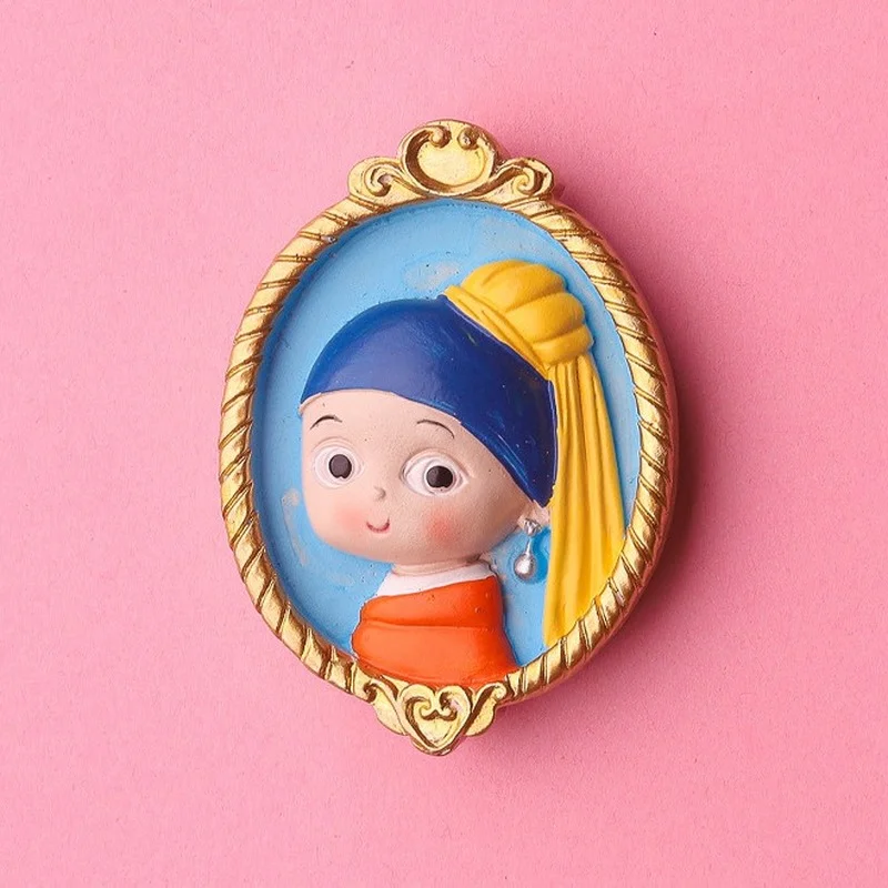 Magnets Cute Van Gogh Girl With Pearl Earring Magnetic Stickers For Blackboard