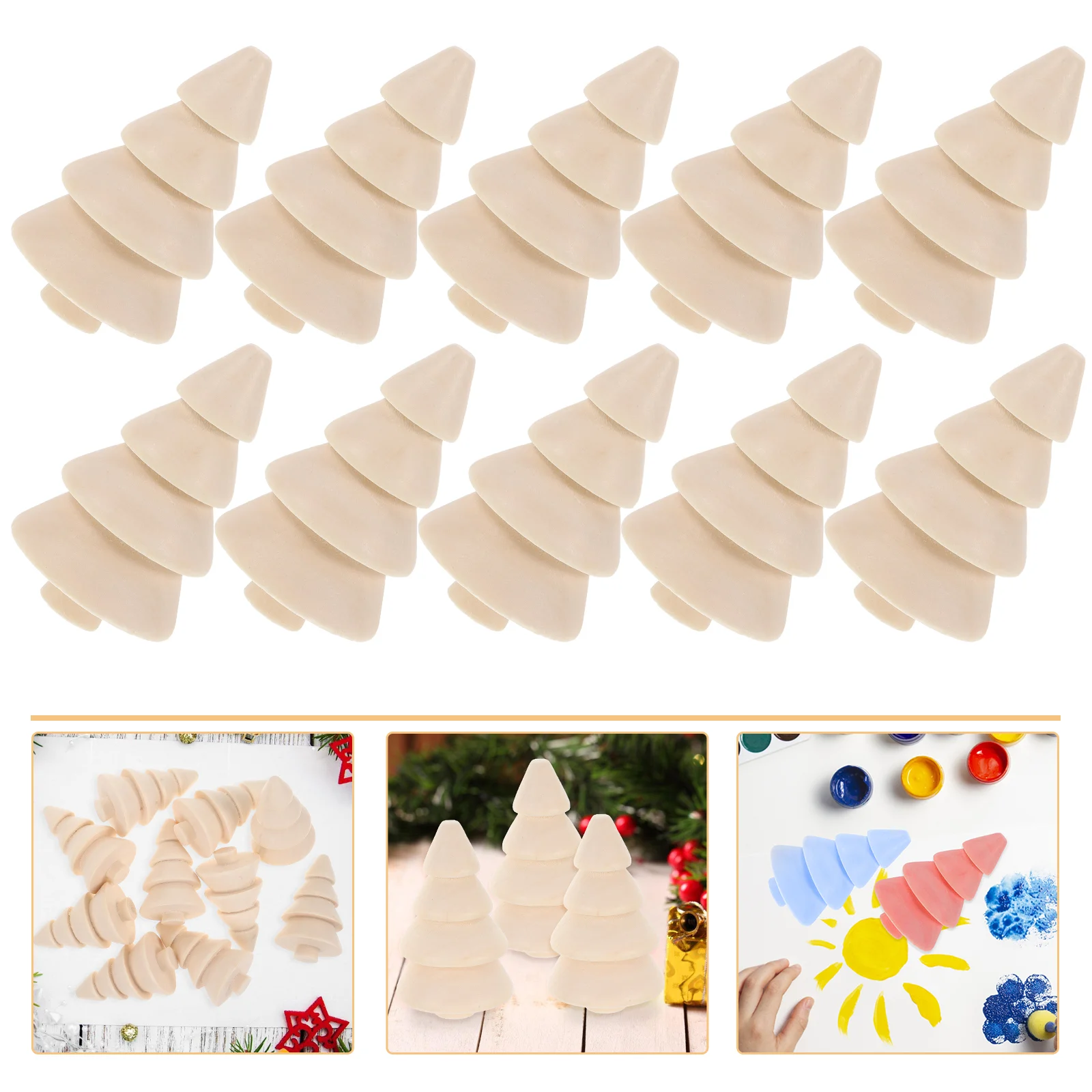 

10 Pcs Crafts Kids Blank Wooden Christmas Trees Acorns Painted Drawing Unfinished Natural DIY Model Child Mini Xmas Figure