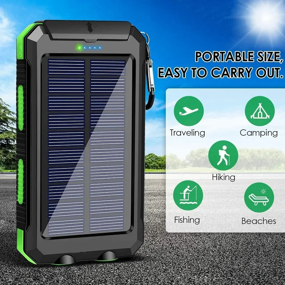 

Free shipping 20000Mah Solar Power Bank Powerful Charging Powerbank External BatteryCharger Case For Iphone PhoneStrong LEDLight
