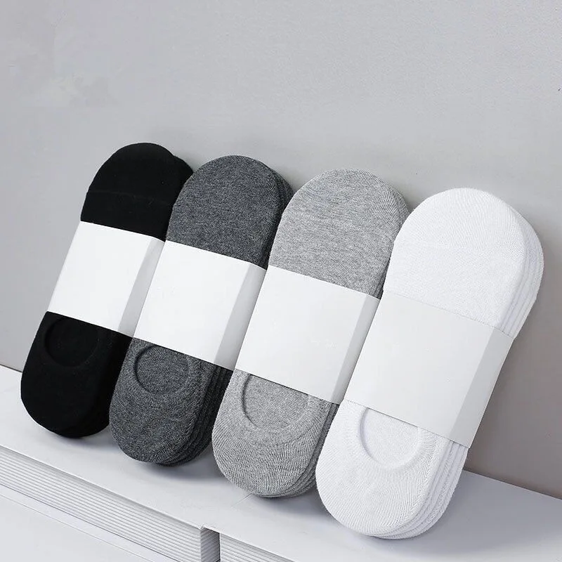 

5 Pairs/Multiple Batches of Cotton Invisible Men's Boat Socks Summer and Autumn Non-Slip Silicone Slippers Short Nakedmen'Ssocks