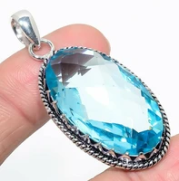 anglang elegant blue cz stone bridal necklaces for wedding cute pendant fashion accessories party jewelry exquisite female gifts