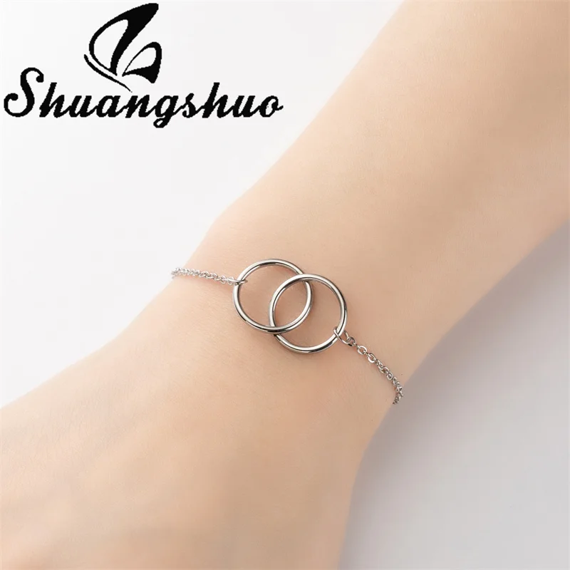 Shuangshuo модный простой дизайн Круглый Шарм-браслет минималистичные двойные