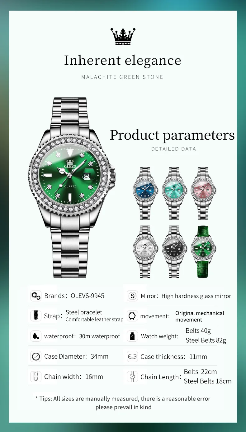 Женские кварцевые часы с календарем водонепроницаемые