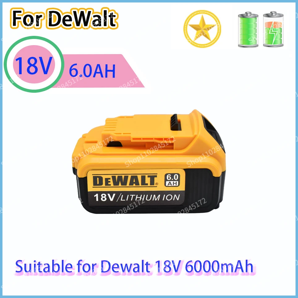 

DeWalt 18V 6.0AH 100% original rechargeable power tool battery with LED lithium-ion replacement DCB205 DCB204-2