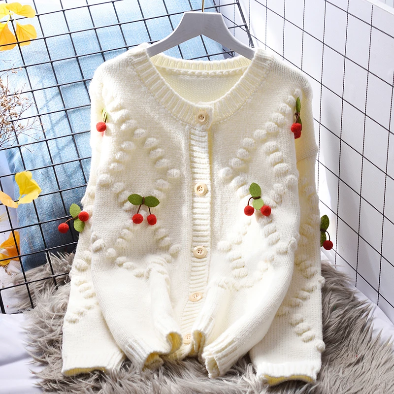 

Sweet Style Knitted Women Sweater Cardigan Winter New 2022 O-Neck Thicken Warm Female Outwear Coats Top Quality