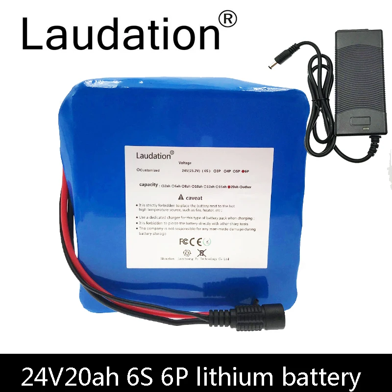 

Laudation 24V 20ah Bicycle Battery 24V 25.2V 19200MAH Lithium-Ion Rechargeable Battery 6S 6P 350W E Bicycle 250W With 2A Charger