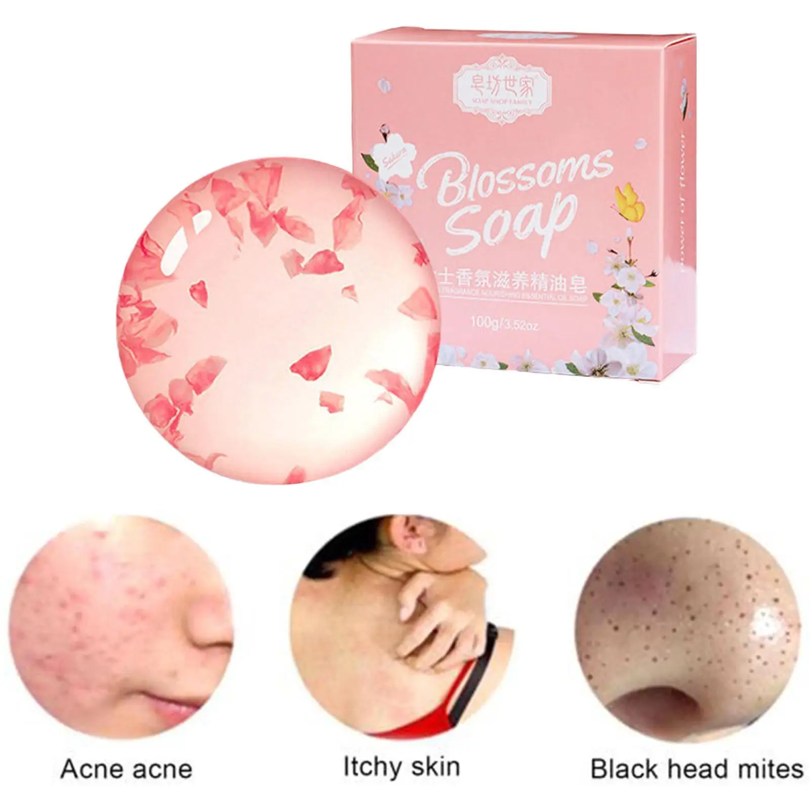 

Women's Rose Petals Soap Flavor Perfume Soap Bath Soap Oil Control Face Washing Bath Body Soap Essential Oil Handmade Soap