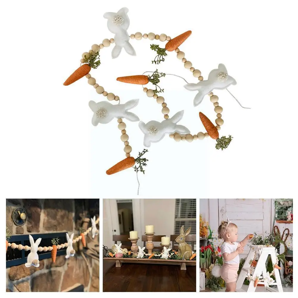 

Easter Bunny Carrot String Garlands Wreath Festoon Easter Decor For Home Rabbit Eggs Party Supplies Happy Easter Party Gift Q7w6