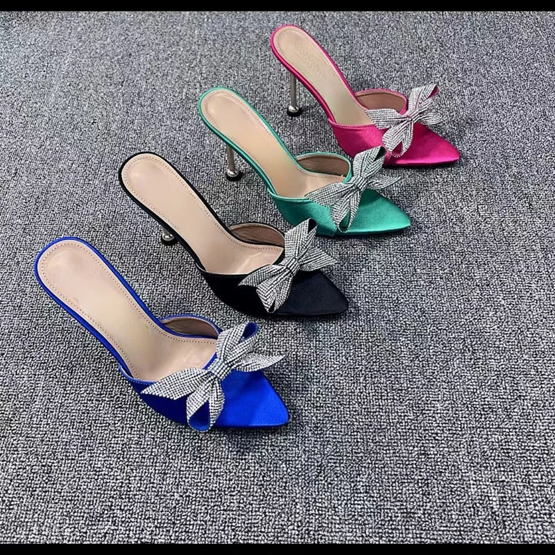 

Ladies Pumps High Heels Pointed Toe Sandals 2022 Slippers Summer Heels Sexy Butterfly-knot Shoes Women Sandals Large Size 36~43
