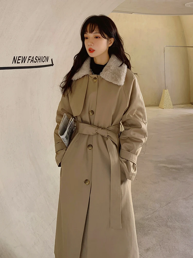 Длинная модная однотонная пуховая стеганая куртка в Корейском стиле новинка 2022