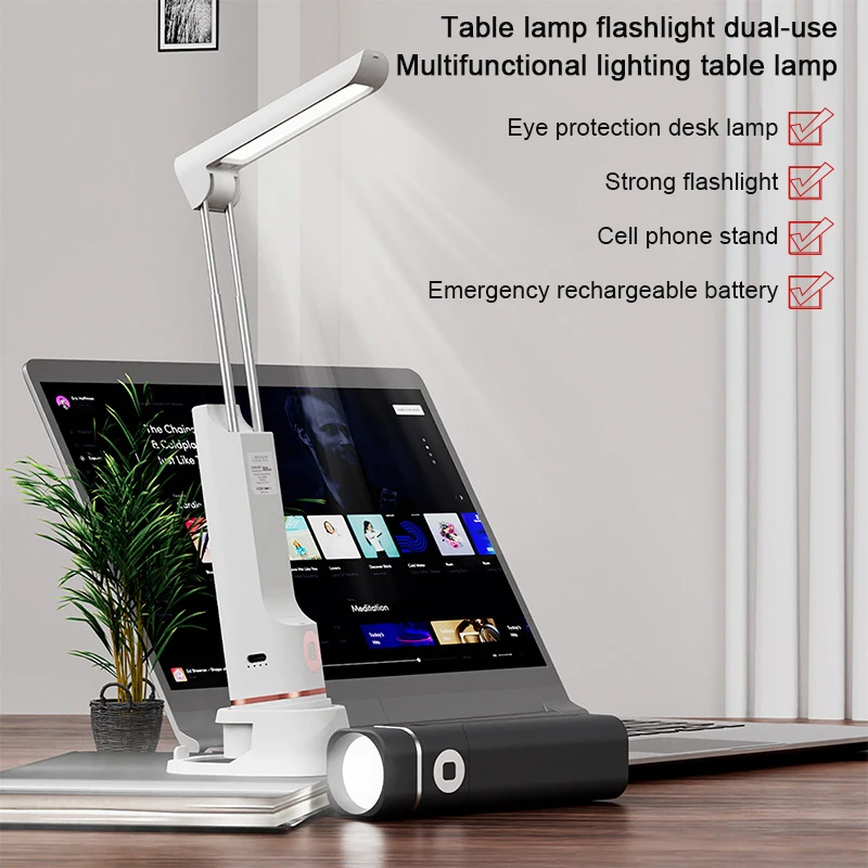 

Foldable Led Desk Lamp Portable Usb Rechargeable Study Table Lamp Touch Dimming Reading Book Night Light for Office Work