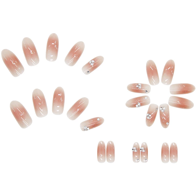 Искусственные Алмазные градиентные искусственные ногти с клеем красивые