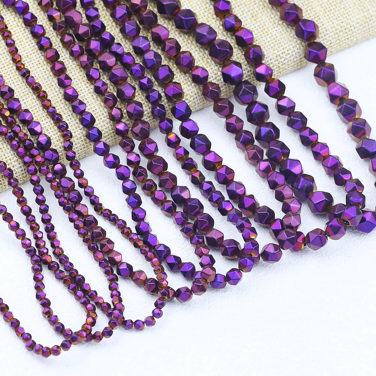 Граненые многоугольные бусины натуральный гематит свободные фиолетовые