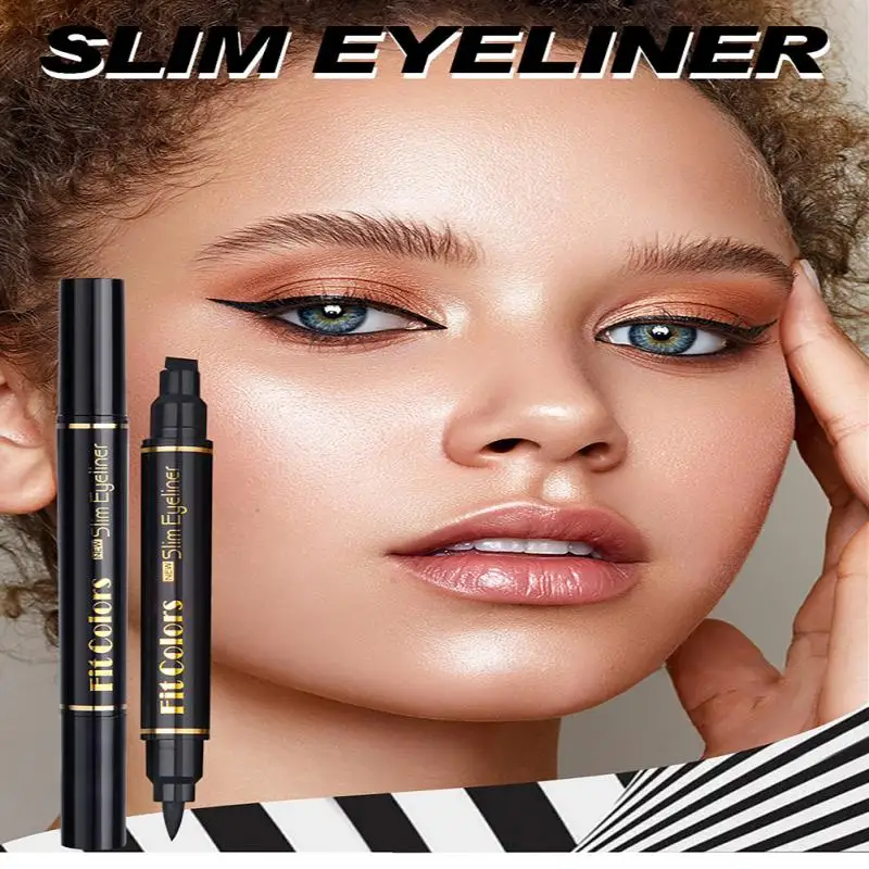 

2 In 1 Double-Headed Stamp Eyeliner Eye Makeup Waterproof Lasting Tattoo Triangle Seal Liquid Eye Liner Pencil Beauty Makeup