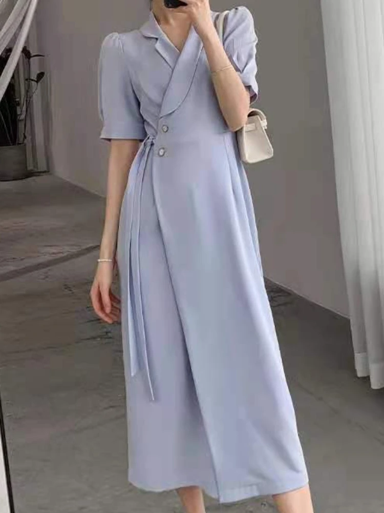 

Women's Summer Elegant One Pieces Party Midi Dress Short Sleeve Casual Vintage Vestidos Female Fashion Korean Prom Clothes